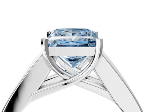 White gold Fancy Blue Princess Cut Cut Channel Set Solitaire Ring with Four-Prong Setting_16