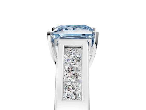 White gold Fancy Blue Princess Cut Cut Channel Set Solitaire Ring with Four-Prong Setting_17