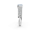 White gold Fancy Blue Princess Cut Cut Diamond Channel Set Pave Band with Tension Prong Setting_2