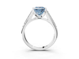 White gold Fancy Blue Princess Cut Cut Diamond Channel Set Pave Band with Tension Prong Setting_3