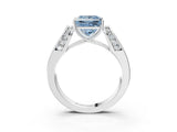 White gold Fancy Blue Princess Cut Cut Diamond Channel Set Solitaire Ring with Four-Prong Setting_135