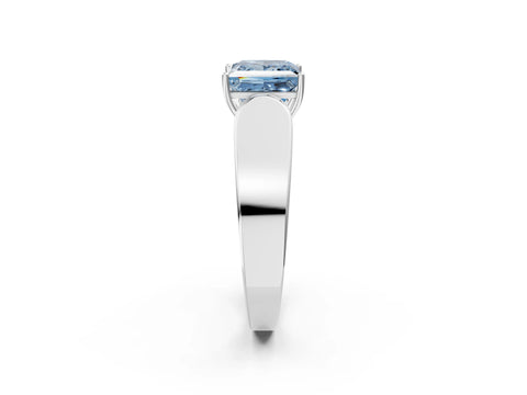 White gold Fancy Blue Princess Cut Cut Diamond Channel Set Solitaire Ring with Four-Prong Setting_144