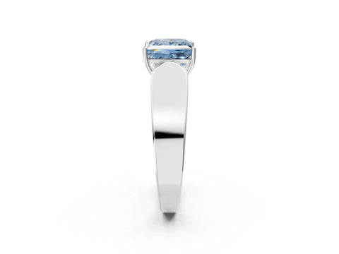 White gold Fancy Blue Princess Cut Cut Diamond Channel Set Solitaire Ring with Four-Prong Setting_26