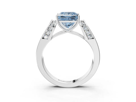White gold Fancy Blue Princess Cut Cut Diamond Channel Set Solitaire Ring with Four-Prong Setting_27