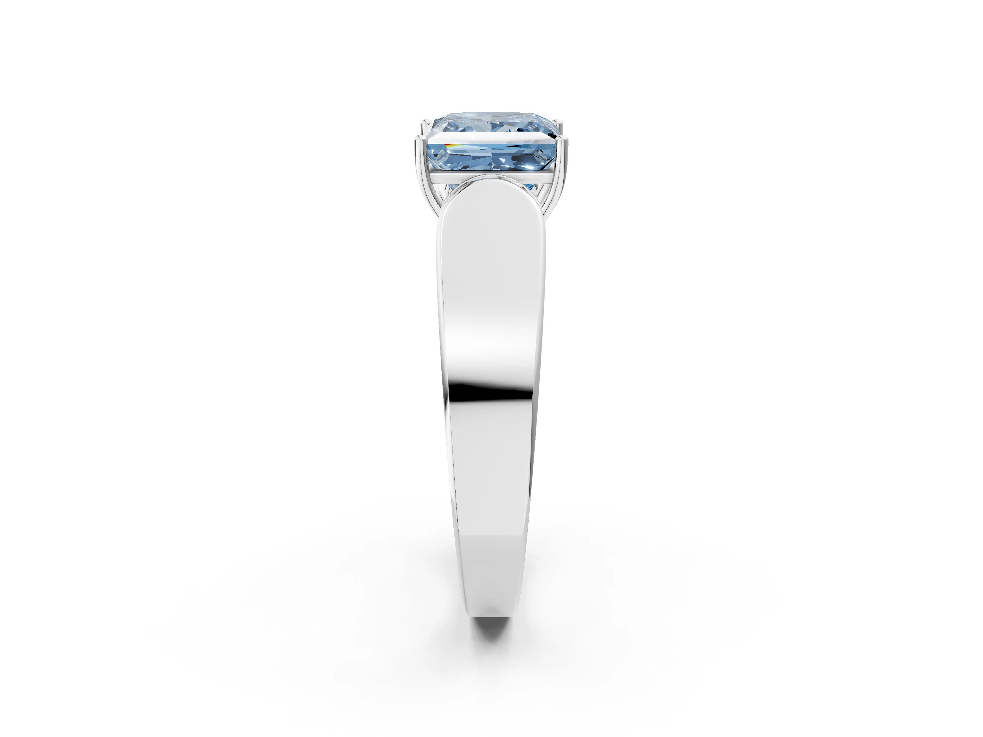 White gold Fancy Blue Princess Cut Cut Diamond Channel Set Solitaire Ring with Four-Prong Setting_86