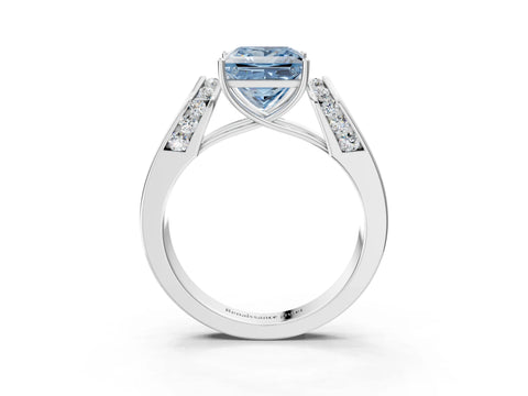 White gold Fancy Blue Princess Cut Cut Diamond Channel Set Solitaire Ring with Four-Prong Setting_87