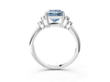 White gold Fancy Blue Princess Cut Cut Diamond Cluster Ring with Solitaire Band and Four-Prong Setting_15