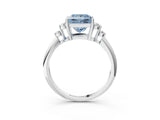 White gold Fancy Blue Princess Cut Cut Diamond Cluster Ring with Solitaire Band and Four-Prong Setting_27