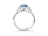 White gold Fancy Blue Princess Cut Cut Diamond Cluster Ring with Solitaire Band and Four-Prong Setting_39