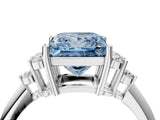 White gold Fancy Blue Princess Cut Cut Diamond Cluster Ring with Solitaire Band and Four-Prong Setting_40
