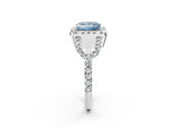 White gold Fancy Blue Princess Cut Cut Diamond Halo Engagement Ring with Open Split Pavé Band_2