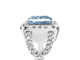 White gold Fancy Blue Princess Cut Cut Diamond Halo Engagement Ring with Open Split Pavé Band_5