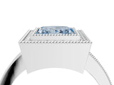 White gold Fancy Blue Princess Cut-Cut Diamond Halo Engagement Ring with Pave Band and Prong Setting_4