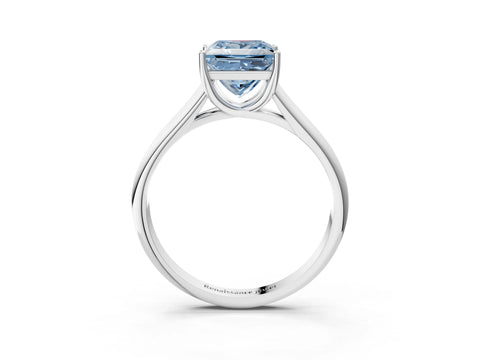 White gold Fancy Blue Princess Cut Cut Diamond Solitaire Engagement Ring with Tapered Plain Band and Four-Prong Setting_15