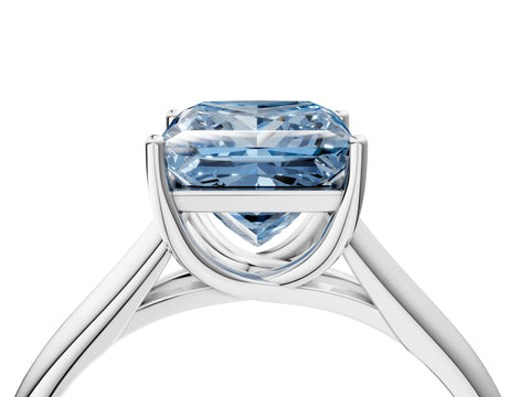 White gold Fancy Blue Princess Cut Cut Diamond Solitaire Engagement Ring with Tapered Plain Band and Four-Prong Setting_16