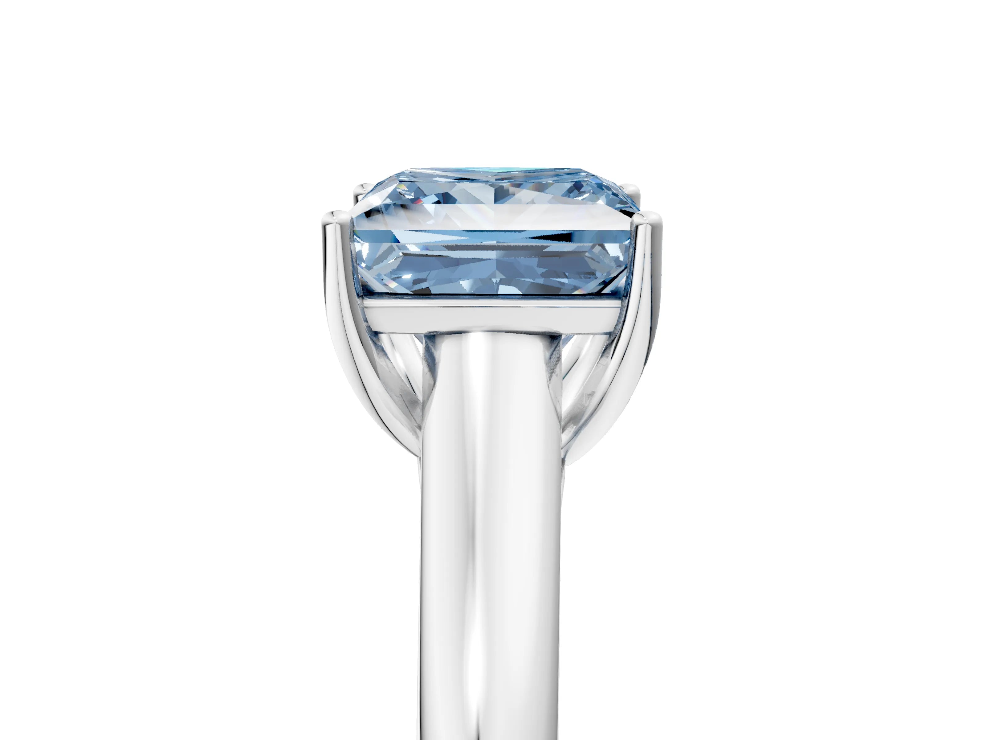 White gold Fancy Blue Princess Cut Cut Diamond Solitaire Engagement Ring with Tapered Plain Band and Four-Prong Setting_17