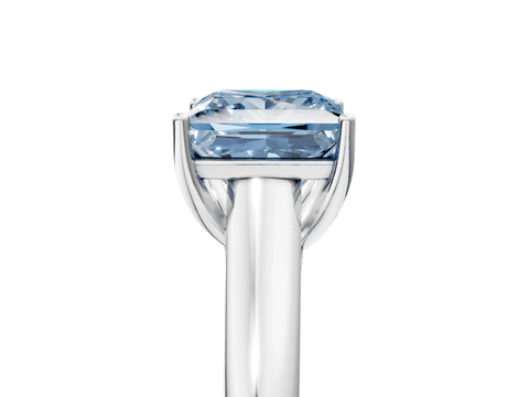 White gold Fancy Blue Princess Cut Cut Diamond Solitaire Engagement Ring with Tapered Plain Band and Four-Prong Setting_17