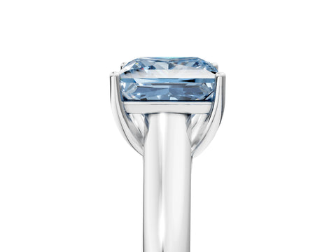 White gold Fancy Blue Princess Cut Cut Diamond Solitaire Engagement Ring with Tapered Plain Band and Four-Prong Setting_5