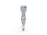 White gold Fancy Blue Princess Cut Cut Diamond Twisted Band with Milgrain Pave Setting and Four-Prong Setting_14
