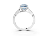 White gold Fancy Blue Princess Cut Cut Diamond Twisted Band with Milgrain Pave Setting and Four-Prong Setting_15
