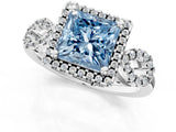 White gold Fancy Blue Princess Cut Cut Halo Diamond Infinity Band with Four-Prong Setting_1