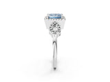 White gold Fancy Blue Princess Cut Cut Halo Diamond Infinity Band with Four-Prong Setting_2
