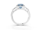 White gold Fancy Blue Princess Cut Cut Halo Diamond Infinity Band with Four-Prong Setting_3