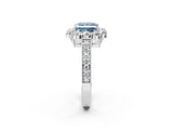 White gold Fancy Blue Princess Cut Cut Halo Diamond Pavé Engagement Ring with Milgrain Detailing_26