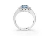 White gold Fancy Blue Princess Cut Cut Halo Diamond Pavé Engagement Ring with Milgrain Detailing_27