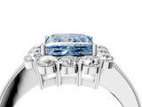 White gold Fancy Blue Princess Cut Cut Halo Diamond Pavé Engagement Ring with Milgrain Detailing_28
