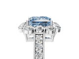 White gold Fancy Blue Princess Cut Cut Halo Diamond Pavé Engagement Ring with Milgrain Detailing_29
