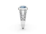 White gold Fancy Blue Princess Cut Cut Halo Split Shank Prong Set Ring_2