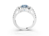 White gold Fancy Blue Princess Cut Cut Halo Split Shank Prong Set Ring_3