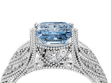 White gold Fancy Blue Princess Cut Cut Milgrain Pave Diamond Engagement Ring with Four-Prong Setting_19