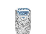 White gold Fancy Blue Princess Cut Cut Milgrain Pave Diamond Engagement Ring with Four-Prong Setting_20