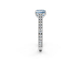 White gold Fancy Blue Princess Cut Cut Pave Band Milgrain Solitaire Ring_2