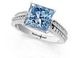 White gold Fancy Blue Princess Cut Cut Pave Split Shank Engagement Ring with Four-Prong Setting_13