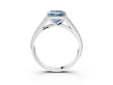 White gold Fancy Blue Princess Cut Cut Pave Split Shank Engagement Ring with Four-Prong Setting_15