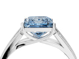 White gold Fancy Blue Princess Cut Cut Pave Split Shank Engagement Ring with Four-Prong Setting_16