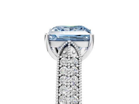White gold Fancy Blue Princess Cut Cut Pave Split Shank Engagement Ring with Four-Prong Setting_17