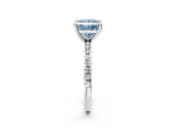 White gold Fancy Blue Princess Cut Diamond Brilliant Solitaire Ring with Pavé Band and Four-Prong Setting_14