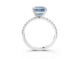White gold Fancy Blue Princess Cut Diamond Brilliant Solitaire Ring with Pavé Band and Four-Prong Setting_15