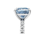 White gold Fancy Blue Princess Cut Diamond Brilliant Solitaire Ring with Pavé Band and Four-Prong Setting_17