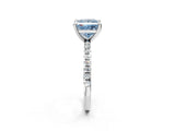 White gold Fancy Blue Princess Cut Diamond Brilliant Solitaire Ring with Pavé Band and Four-Prong Setting_26