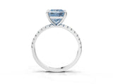 White gold Fancy Blue Princess Cut Diamond Brilliant Solitaire Ring with Pavé Band and Four-Prong Setting_27