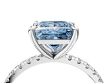 White gold Fancy Blue Princess Cut Diamond Brilliant Solitaire Ring with Pavé Band and Four-Prong Setting_28