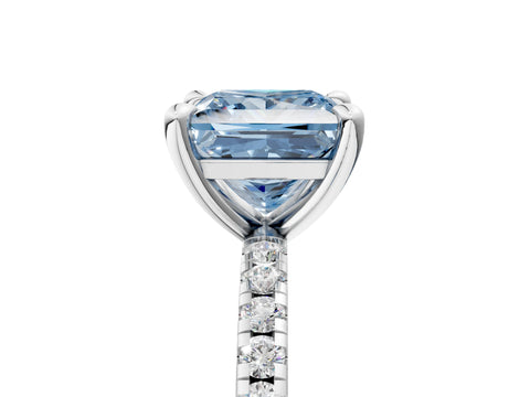 White gold Fancy Blue Princess Cut Diamond Brilliant Solitaire Ring with Pavé Band and Four-Prong Setting_5