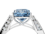 White gold Fancy Blue Princess Cut Diamond Channel Set Solitaire Ring with Four-Prong Setting_23