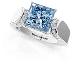 White gold Fancy Blue Princess Cut Diamond Channel Set Solitaire Ring with Four-Prong Setting_24
