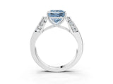 White gold Fancy Blue Princess Cut Diamond Channel Set Solitaire Ring with Four-Prong Setting_26